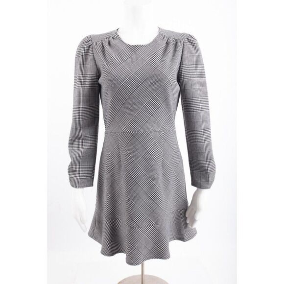 Dra Womans Gordon Plaid Lydia Dress Size L Black White Long Sleeve NWT - Picture 1 of 6